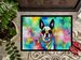 Boston Terrier Hippie Dawg Doormat Front Door Mat Indoor Outdoor Rugs For Entryway, Non Slip Washable Low Pile, 24H X 36W_maomaolike.com