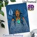 Polynesian Themed Painting Poster, Vibrant Ethnic Art Style Poster, Featuring Tattooed Female And Traditional Sailboat, Cultural Wall Decor Suitable_maomaolike.com
