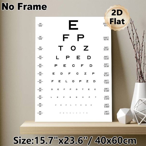 Eye Chart Painting Poster, Clear Black-and-White Visual Acuity Chart Poster, Practical Vision Testing Tool, Suitable For Clinic, Home And Optometry_maomaolike.com