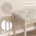 Beige 47.5" Rubber Wood Upholstered Bench With Button-Tufted Seat, 440 Lbs Capacity Retro Entryway Bedroom Bench_maomaolike.com