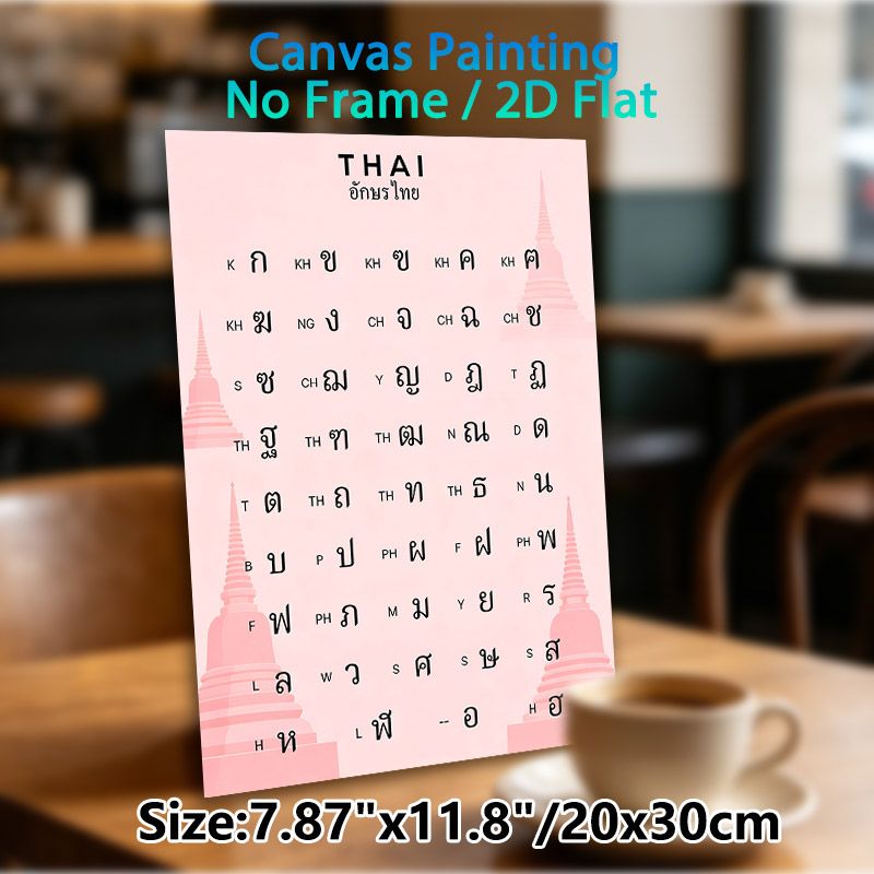 Thai Alphabet Painting Poster, Soft Pink Minimalist Poster, Clear Thai Letters With Phonetic Guides, Practical For Language Learning, Suitable For_maomaolike.com