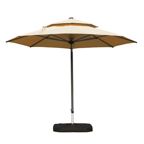 Round Cantilever Umbrella With Center Pole, Beige Base Not Included_maomaolike.com