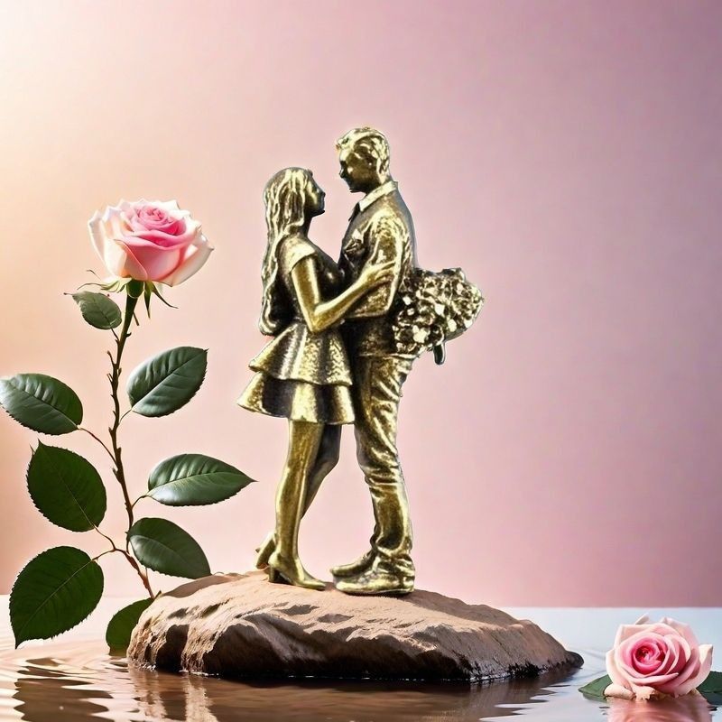 Brass Vintage Statue Kissing Couple Nordic Modern Living Room TV Wine Cabinet Home Decoration Ornament_maomaolike.com