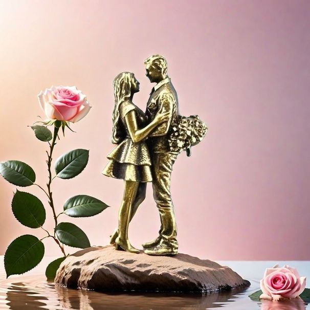 Brass Vintage Statue Kissing Couple Nordic Modern Living Room TV Wine Cabinet Home Decoration Ornament_maomaolike.com