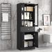 Tall Bathroom Storage Cabinet, Cabinet With Four Doors And Drawers, Adjustable Shelf, MDF Board_maomaolike.com