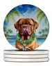 Dogue De Bordeaux Luau Large Sandstone Coasters Pack Of 4 Absorbent Round Coasters Decor Gifts For Men Or Women, 4 In, Multicolor_maomaolike.com