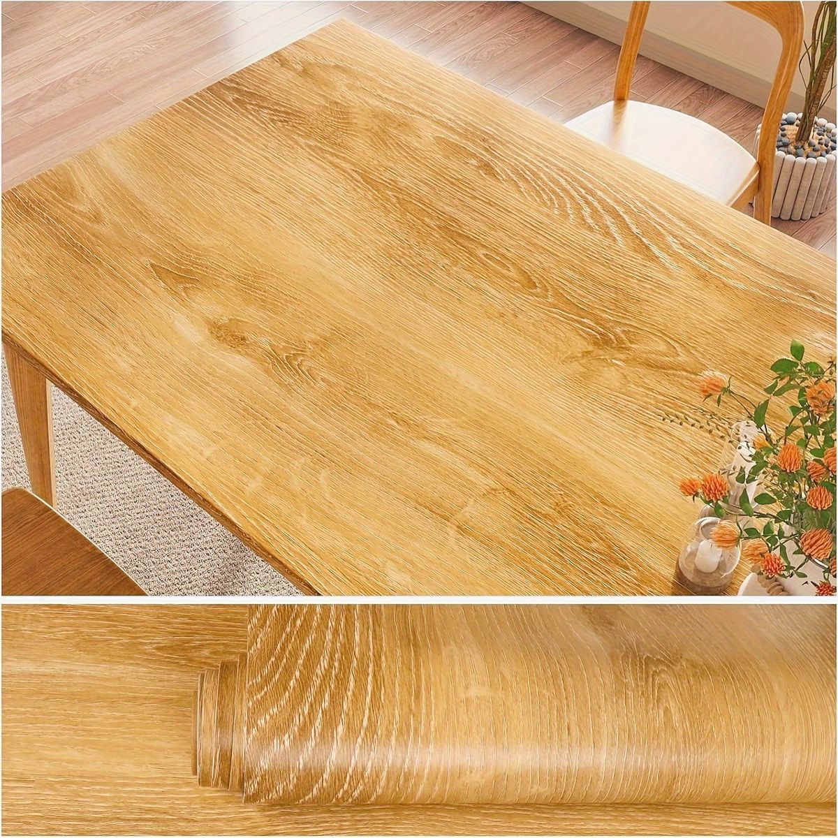 45cm*2000cm Natural Oak Wood Grain Peel And Stick Wallpaper, Waterproof Self Adhesive Wall Covering For Furniture Cabinets And Walls_maomaolike.com