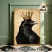 Crown Raven Painting Poster, Vintage-style Detailed Black Raven With Ornate Golden Crown Poster, Elegant Dark-toned Decor Ideal For Living Room, Study_maomaolike.com