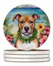 Pit Bull Terrier Luau Large Sandstone Coasters Pack Of 4 Absorbent Round Coasters Decor Gifts For Men Or Women, 4 In, Multicolor_maomaolike.com