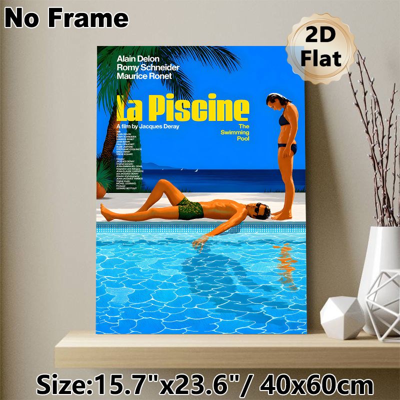 Swimming Pool Themed Movie Painting Poster, Vibrant Retro Cinematic Scene Poster, Stylish Vintage Film Artwork Suitable For Home Theater, Living Room_maomaolike.com