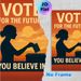 Vote For The Future Civic Painting Poster, Warm-toned Sunset Silhouette Of Woman Voting Poster, Inspirational Civic-focused Design, Ideal For Home_maomaolike.com