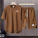 Men's Clothing 2024 Waffle Casual Summer Suit Men's Loose Teen Short sleeved T shirt Shorts Handsome Two piece Suit_maomaolike.com