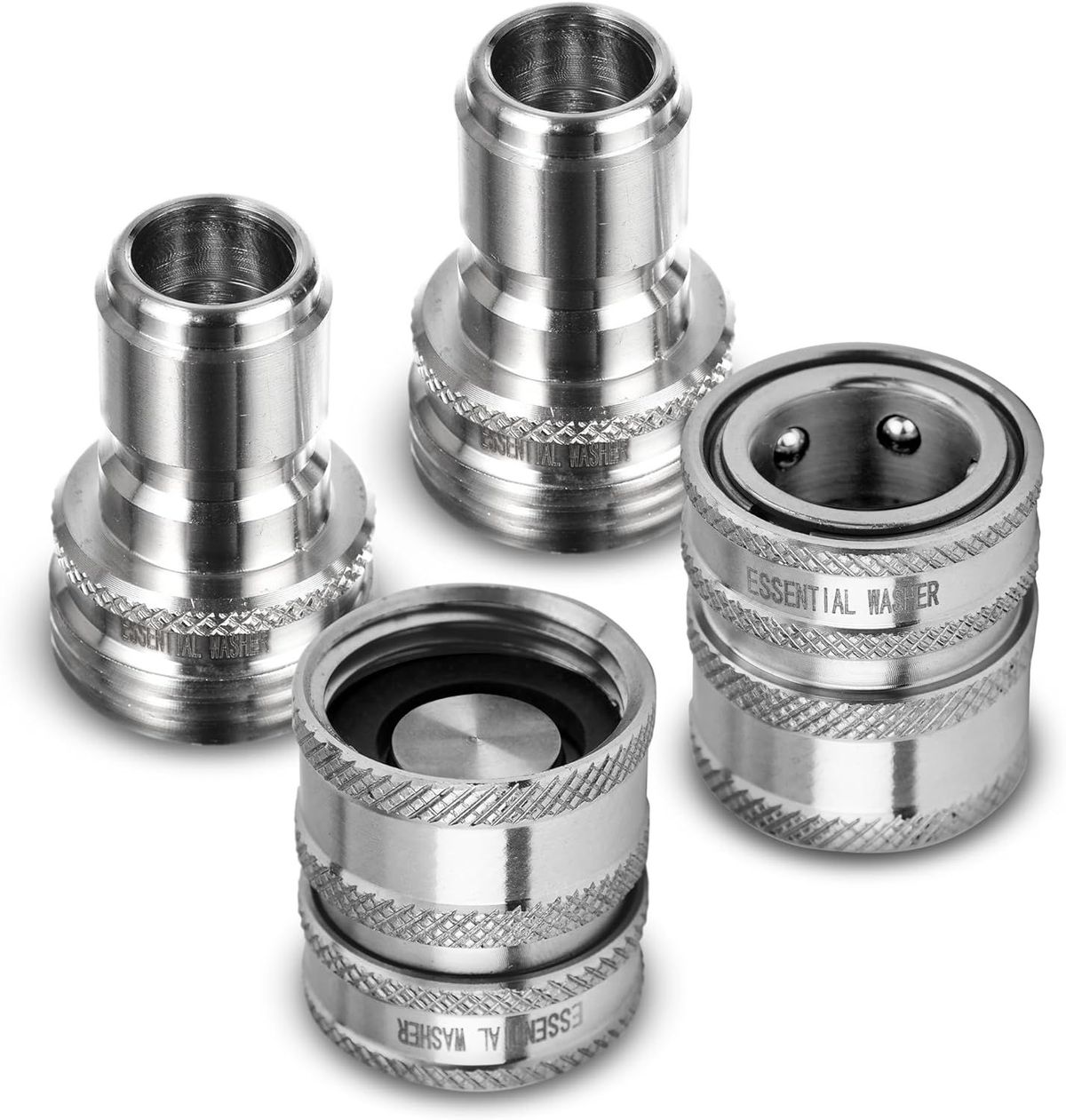 ESSENTIAL WASHER 3/4 Stainless Steel Garden Hose Check Valve (2 Pack) With 2 Quick Connect Plug Set_maomaolike.com