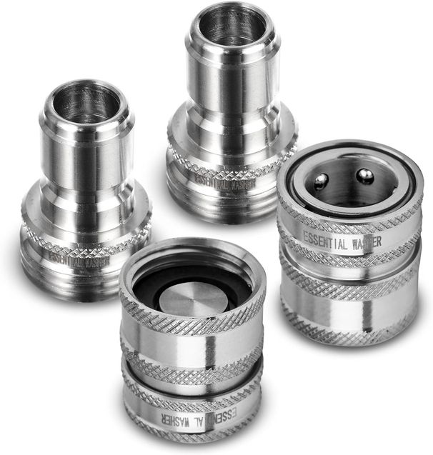 ESSENTIAL WASHER 3/4 Stainless Steel Garden Hose Check Valve (2 Pack) With 2 Quick Connect Plug Set_maomaolike.com