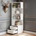 L-Shaped Bookshelf, Corner Bookcase With 5-Tier Shelf And 2 Drawers_maomaolike.com