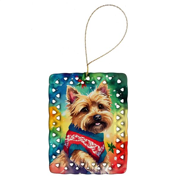 Yorkshire Terrier Yorkie Christmas Porcelain Ornament Christmas Tree Hanging Decorations For Home Christmas Holiday, Rectangle, Gift, Multicolor_maomaolike.com
