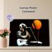 Retro Guitarist Music-themed Painting Poster, Glitch Art Style Neon Accented Poster With Warm Orange Sun, Stylish Music-inspired Decor For Bedroom_maomaolike.com