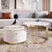 Modern 2 Pieces White Round Nesting Coffee Table With Drawers In 27.6''_maomaolike.com