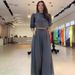 Women's Clothing fashion striped print navel baring top high waist wide leg pants suit_maomaolike.com