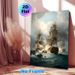 Naval Battle Painting Poster, Dramatic Realistic Vintage Warships Combat Scene Poster, Captivating Historical Nautical Decor For Home Office, Living_maomaolike.com