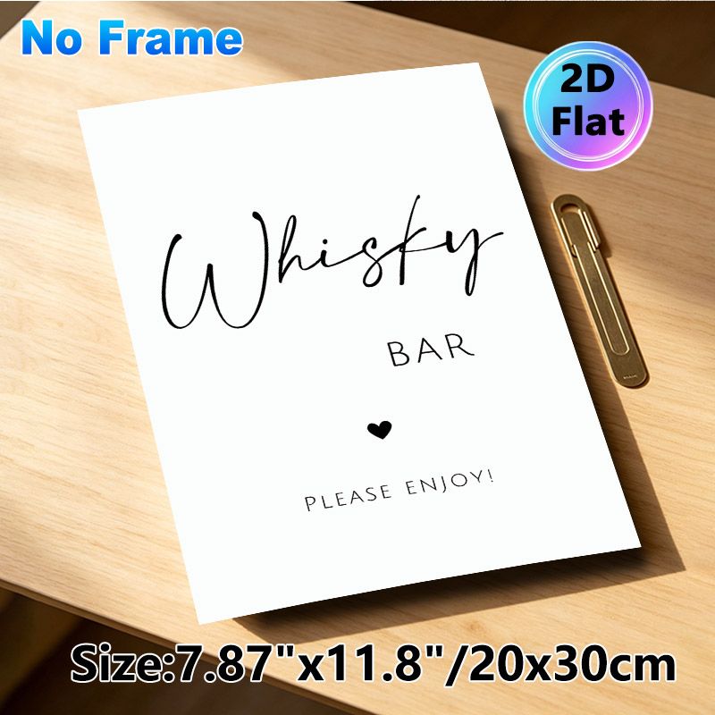 Whisky Bar Themed Painting Poster, Minimalist Black & White Typographic Poster, Elegant Decor Ideal For Home Bar, Lounge And Entertainment Area_maomaolike.com