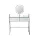 33.9" Mirrored Makeup Vanity Desk With Mirror And Lights, Mirrored Console Vanity Table With 2 Big Drawers & Open Shelf, Dressing Table With Charging Station For Bedroom, Silver_maomaolike.com