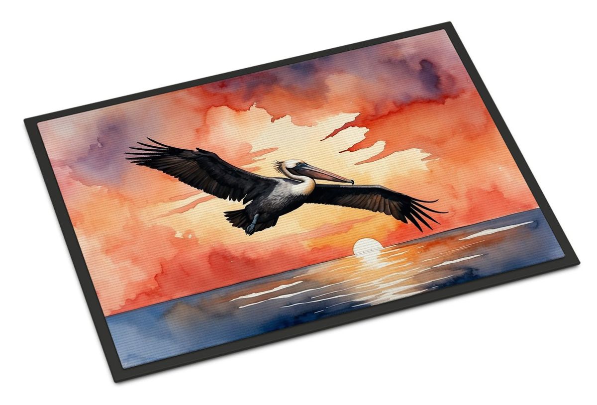 Pelican Fiery Sunset Doormat Front Door Mat Indoor Outdoor Rugs For Entryway, Non Slip Washable Low Pile, 24H X 36W_maomaolike.com