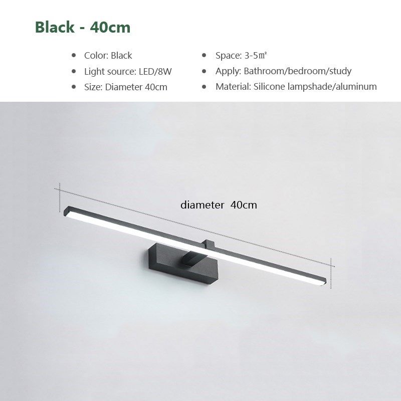 Led Mirror Lights Lamps Waterproof White Black LED Flat Modern Indoor Wall Lamp Bathroom Lighting Make Up_maomaolike.com