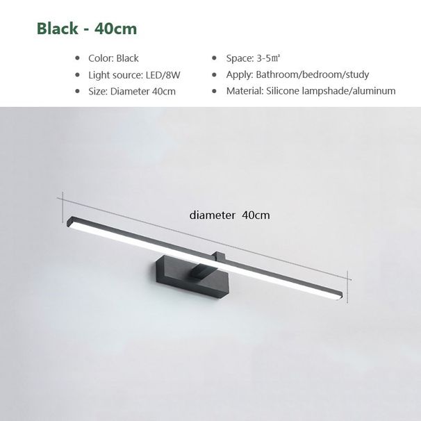 Led Mirror Lights Lamps Waterproof White Black LED Flat Modern Indoor Wall Lamp Bathroom Lighting Make Up_maomaolike.com