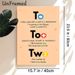 English Homophone (To/Too/Two) Painting Poster, Clear Educational Visual Guide Poster, Aids In Mastering Homophone Usage, Ideal For Study Rooms And_maomaolike.com
