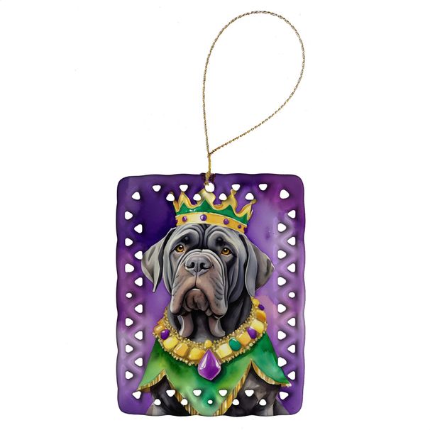 Neapolitan Mastiff King Of Mardi Gras Porcelain Ornament Christmas Tree Hanging Decorations For Home Christmas Holiday, Rectangle, Gift, Multicolor_maomaolike.com