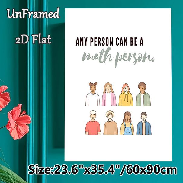 Math Inspirational Painting Poster, Warm Cartoon-style Diverse Figures Poster, Motivational Quote To Encourage Math Learning, Ideal For Classroom And_maomaolike.com