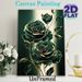 Emerald Rose Painting Poster, Elegant Gold-outlined Floral Poster, Sophisticated Dark Green Roses With Delicate Golden Trim, Stylish Wall Decor For_maomaolike.com
