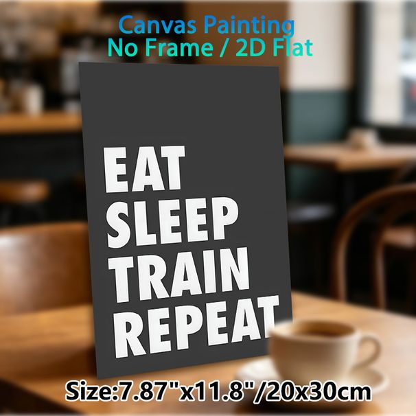 Eat Sleep Train Repeat Motivational Painting Poster, Minimalist Bold Typographic Poster, Inspirational Fitness-focused Decor Ideal For Gym, Home_maomaolike.com