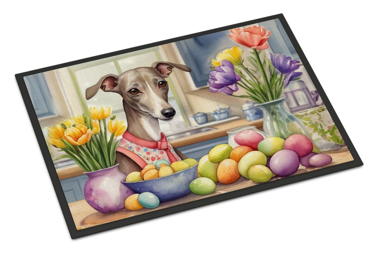 Decorating Easter Italian Greyhound Doormat Front Door Mat Indoor Outdoor Rugs For Entryway, Non Slip Washable Low Pile, 24H X 36W_maomaolike.com