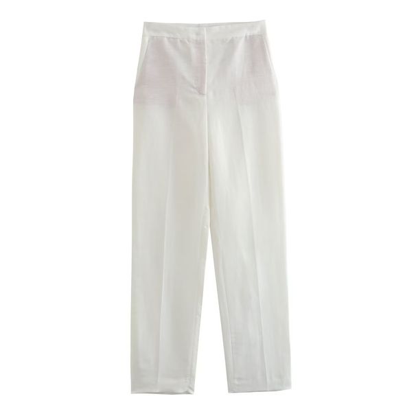 Women's Clothing Linen double-breasted women's blazer + vest and vest + linen straight pants suit_maomaolike.com