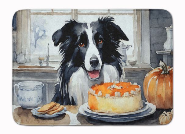 Border Collie Fall Kitchen Pumpkins Memory Foam Kitchen Mat Machine Washable Anti-Fatigue Mat Cushion Comfort Bath Mat Or Kitchen Rug_maomaolike.com