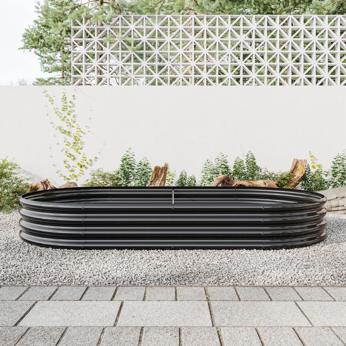 Raised Garden Bed Outdoor, Oval Large Metal Raised Planter Bed For For Plants, Vegetables, And Flowers - Black_maomaolike.com
