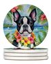 Boston Terrier Luau Large Sandstone Coasters Pack Of 4 Absorbent Round Coasters Decor Gifts For Men Or Women, 4 In, Multicolor_maomaolike.com