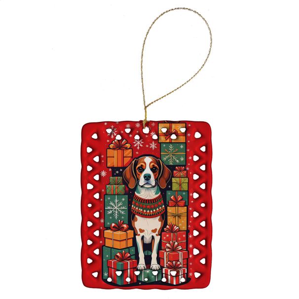 Beagle Holiday Christmas Porcelain Ornament Christmas Tree Hanging Decorations For Home Christmas Holiday, Rectangle, Gift, Multicolor_maomaolike.com