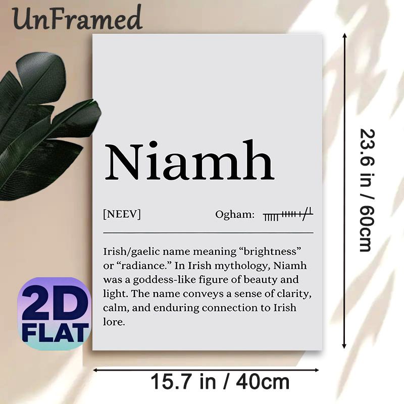 Niamh Name Meaning Painting Poster, Minimalist Typographic Text Poster, Informative Irish Lore Content Ideal For Home Wall Decor, Bedroom, Living Room_maomaolike.com