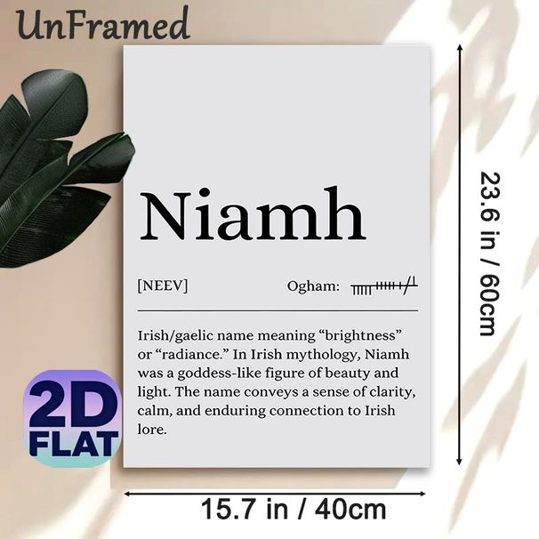Niamh Name Meaning Painting Poster, Minimalist Typographic Text Poster, Informative Irish Lore Content Ideal For Home Wall Decor, Bedroom, Living Room_maomaolike.com