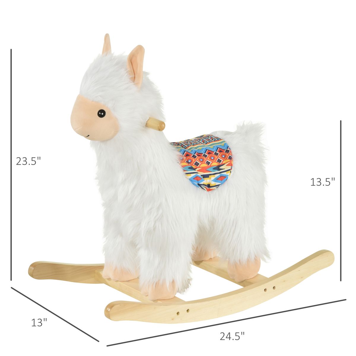 Kids Ride-On Rocking Horse Toy Llama Style Rocker Soft Plush Fabric For Children 3+ Years_maomaolike.com