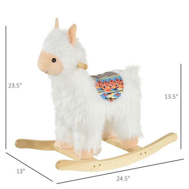 Kids Ride-On Rocking Horse Toy Llama Style Rocker Soft Plush Fabric For Children 3+ Years_maomaolike.com