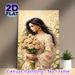 Lady With Roses Painting Poster, Soft-toned Romantic Art Poster, Gentle Lady Holding Blush Roses Surrounded By Daisies, Delicate Elegant Decor Piece_maomaolike.com