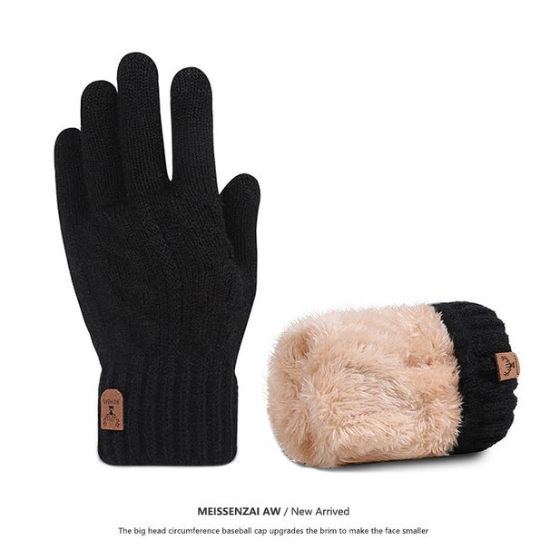 Warm Gloves For Men Can Touch Screen Wool Knitting Riding And Driving With Wool Thickening For Cold Protection_maomaolike.com