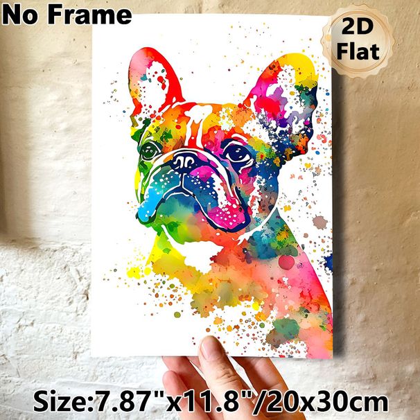 French Bulldog Painting Poster, Vibrant Watercolor Splatter-style Dog Portrait Poster, Eye-catching Artistic Decor Ideal For Living Room, Bedroom And_maomaolike.com
