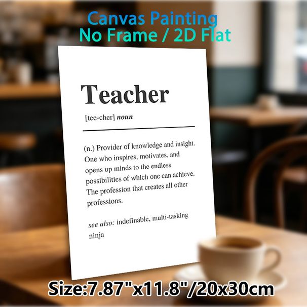 Teacher Definition Painting Poster, Minimalist Typographic Text Poster, Thoughtful Tribute To Educators, Ideal For Classroom And Teacher's Office_maomaolike.com