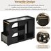 Mobile End Table With Lockable Wheels, Narrow Coffee Table With 5mm Thick Fluted Tempered Glass, Modern Nightstand With Golden Round Rod, Living Room, 31.5''W X11.8''D X 23.1''H_maomaolike.com
