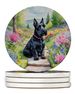 Scottish Terrier Spring Path Large Sandstone Coasters Pack Of 4 Absorbent Round Coasters Decor Gifts For Men Or Women, 4 In, Multicolor_maomaolike.com